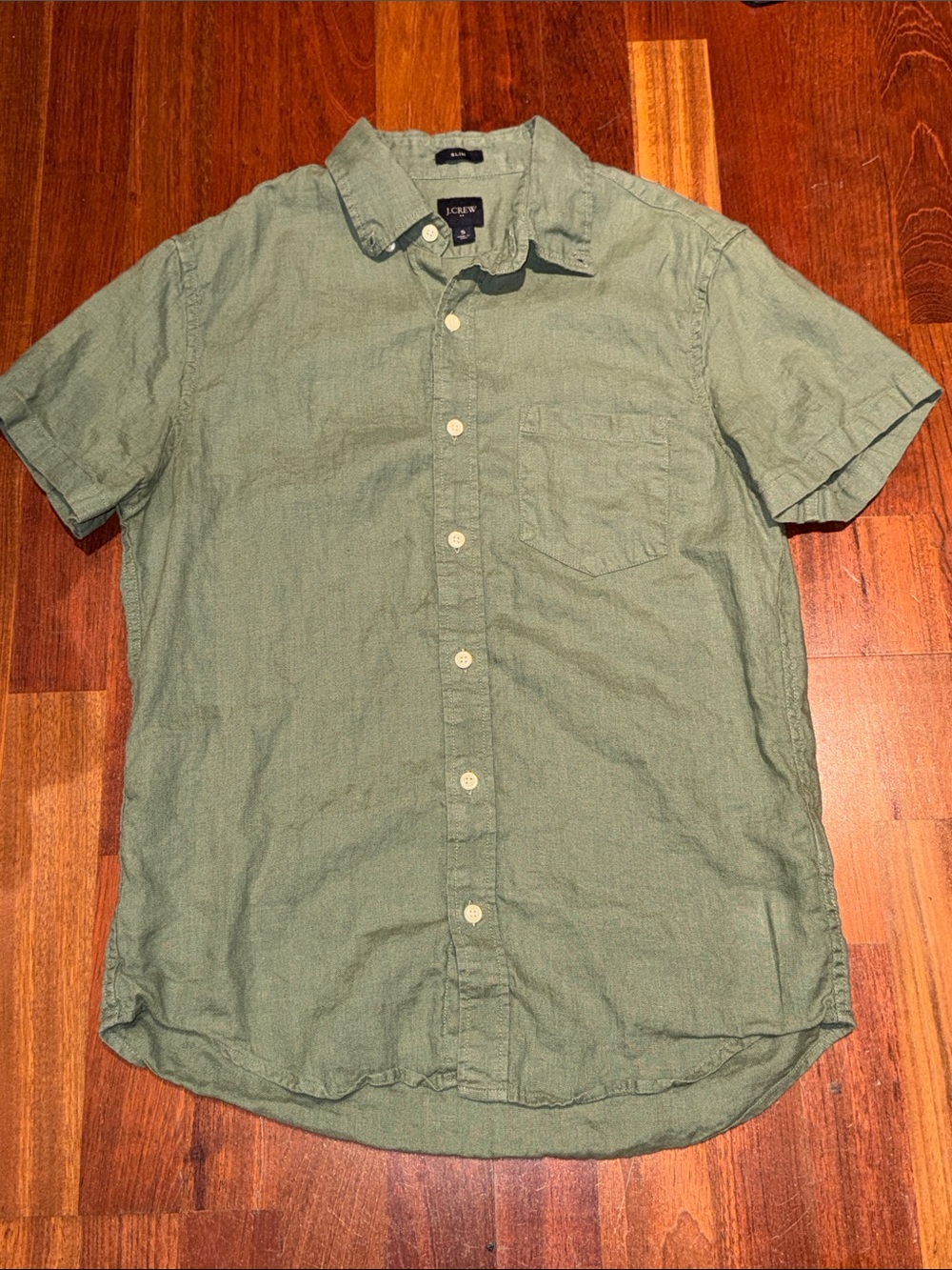 J. Crew Short-Sleeve Button-Down Shirt in Sage Green